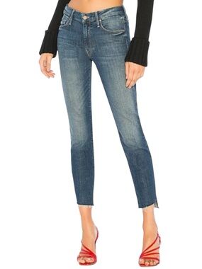 MOTHER The Looker Ankle Step Fray Skinny Jeans Blue Size 25